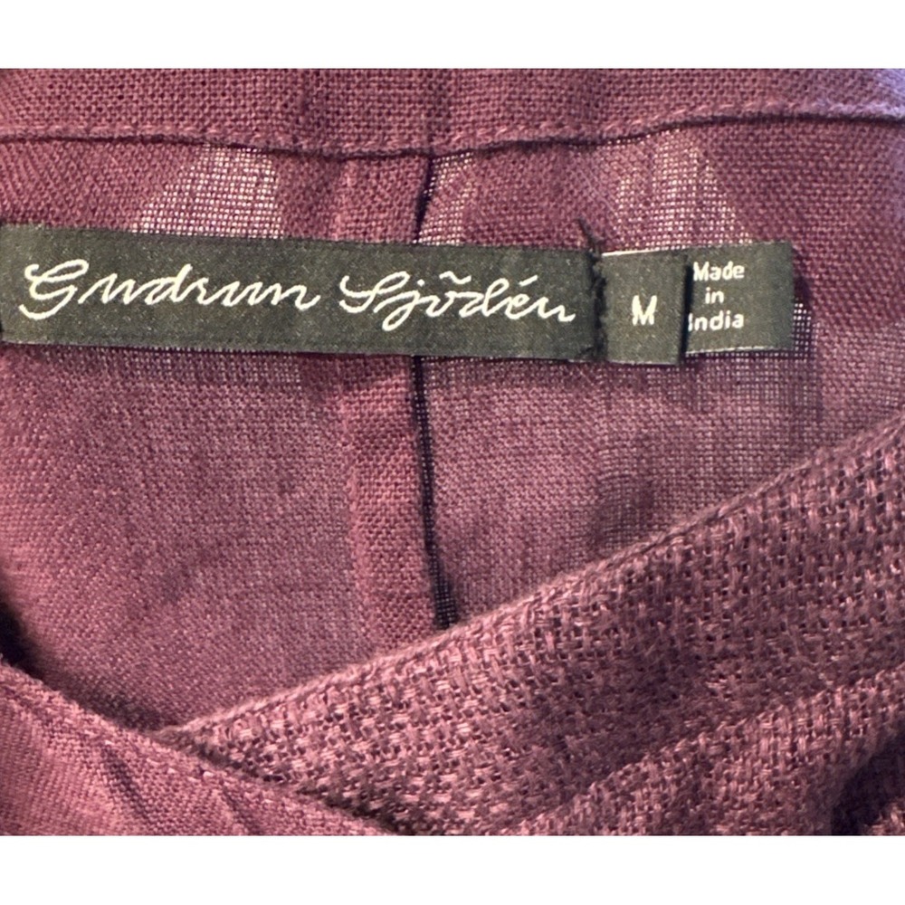 Gudrun Sjoden Purple Linen Midi Dress Button Up Embroidered Sleeveless Cottage M - Picture 7 of 9